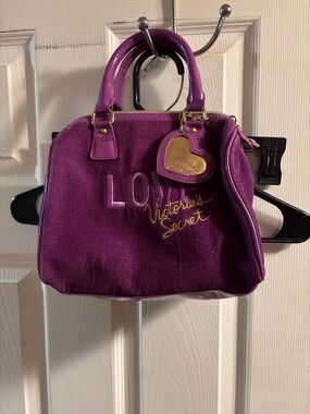 Victoria's Secret Purple LOVE Satchel with Heart Charm